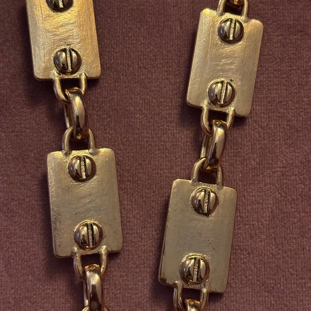 Kenneth Jay Lane KJL Padlock Necklace 23” Chain Gold Tone Statement Vintage 80s - Picture 4 of 6